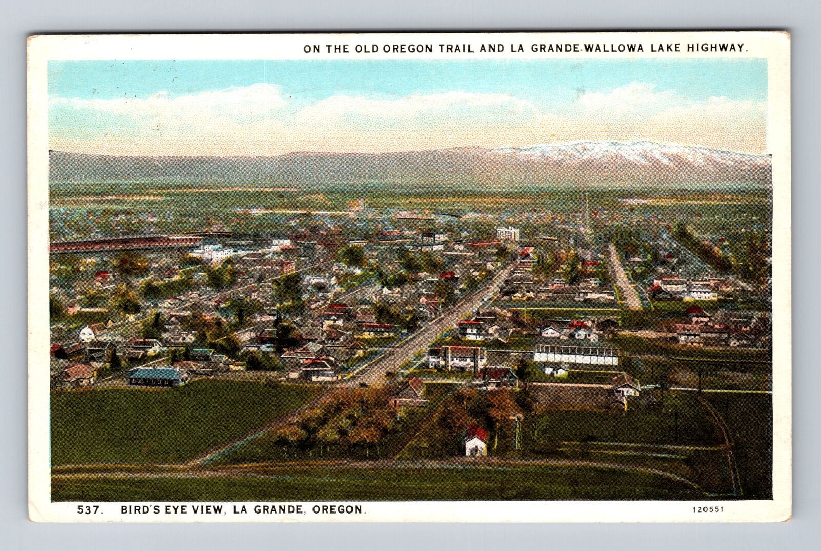 La Grande OR-Oregon, Aerial Old Oregon Trail, Antique, Vintage Postcard