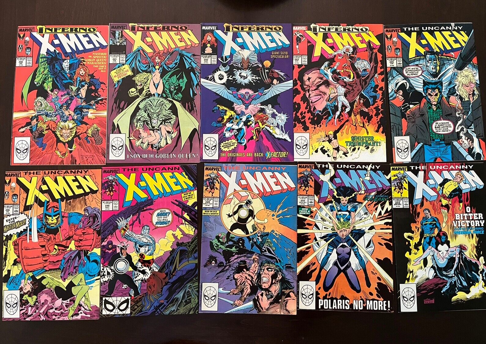 Marvel Uncanny X-men Comic Lot Of 10. Mostly Higher Grade w/ Minor Keys. 240-255
