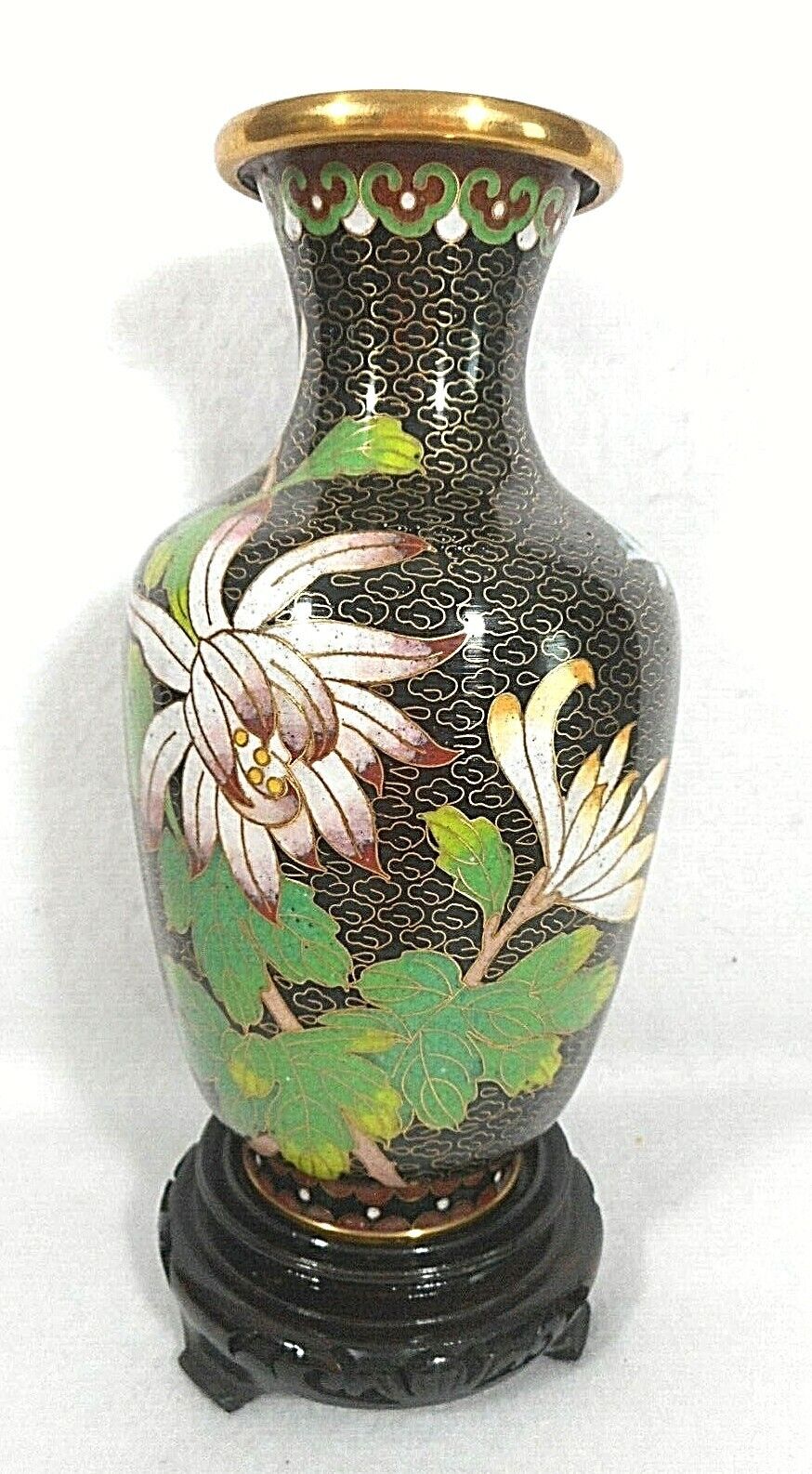Chinese Cloisonne Vase with Chrysanthemum Floral Design, ca.  1960-70