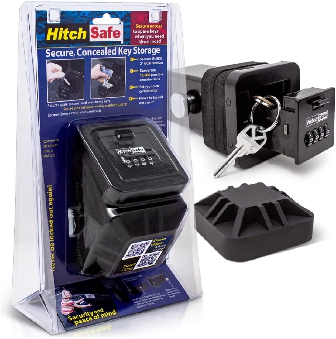 HitchSafe HS7000 Key Vault, Black | Hidden Storage Box For Car Trailer Hitch