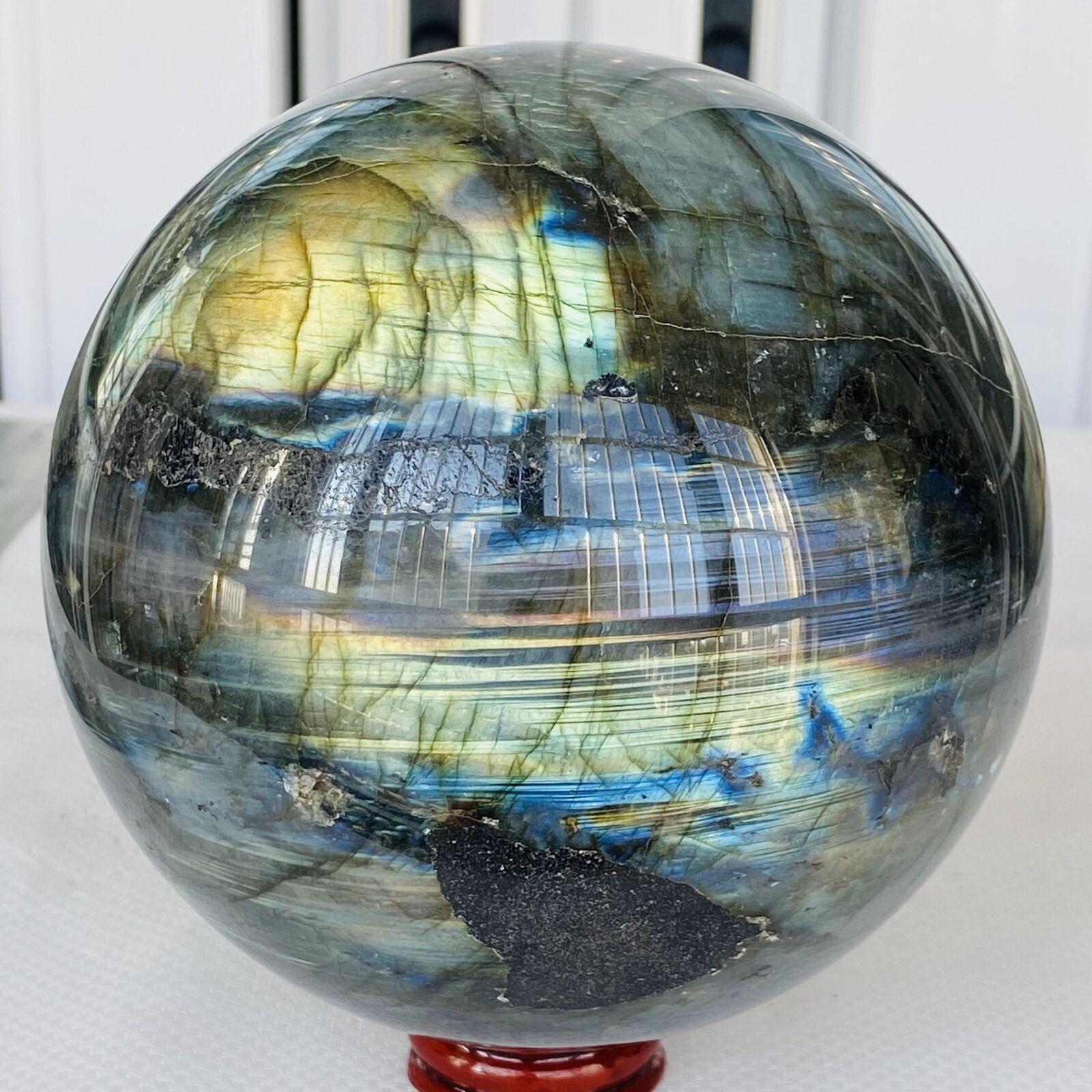 2820g Natural labradorite ball rainbow quartz crystal sphere gem reiki healing