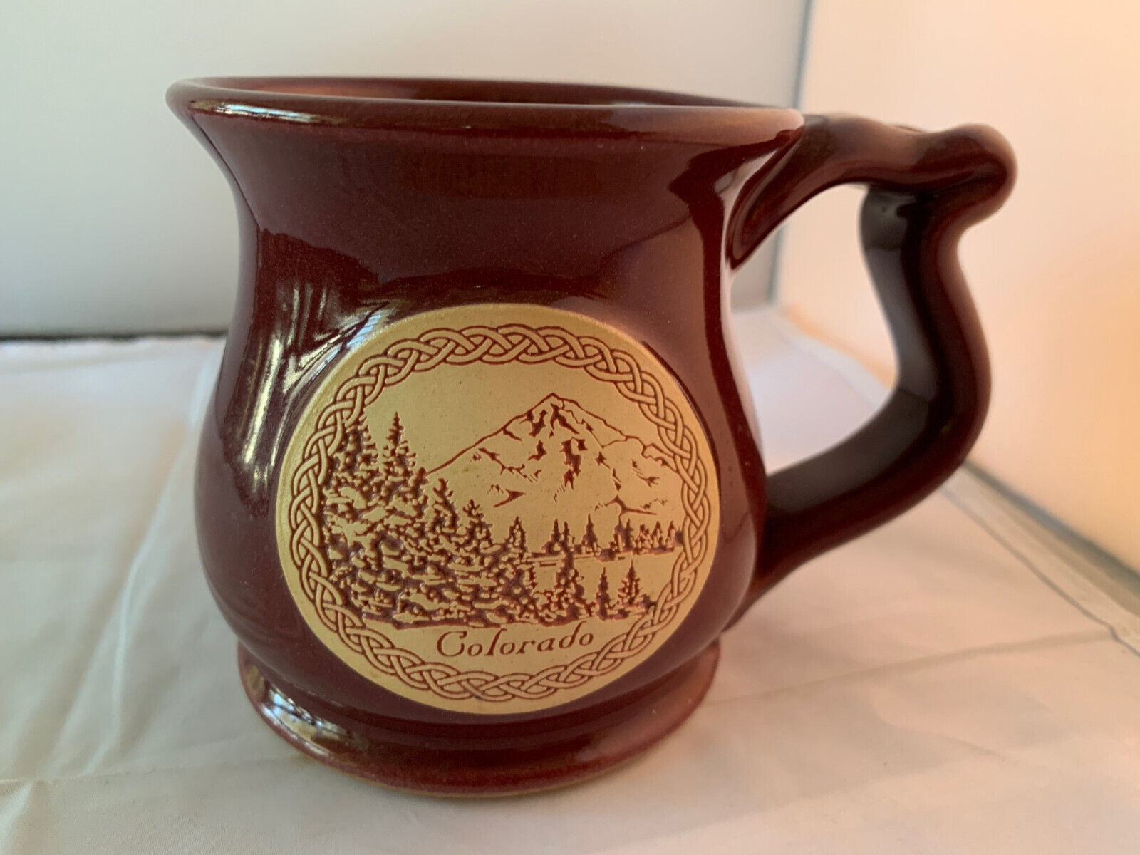 Colorado Mountain Hand Thrown Art Pottery Coffee Mug Cup signed JC 4 inch