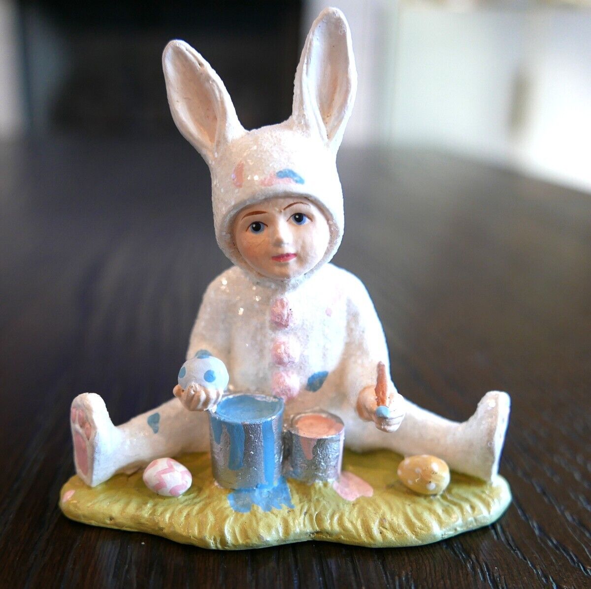 Adorable Bethany Lowe Egg Painting Sammy Easter Boy In Glitter Bunny Costume