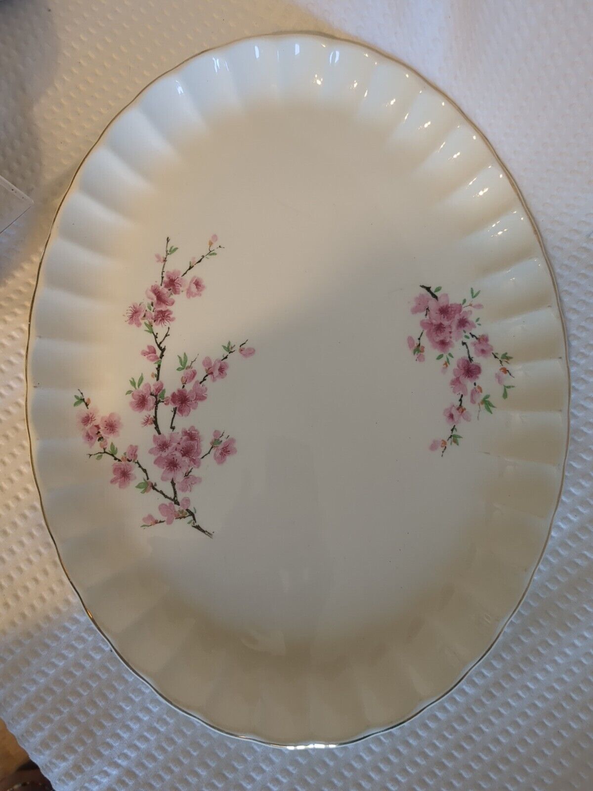 Vintage W.S. George China Dinner Plate – Bolero Oval Peach Blossom Pattern