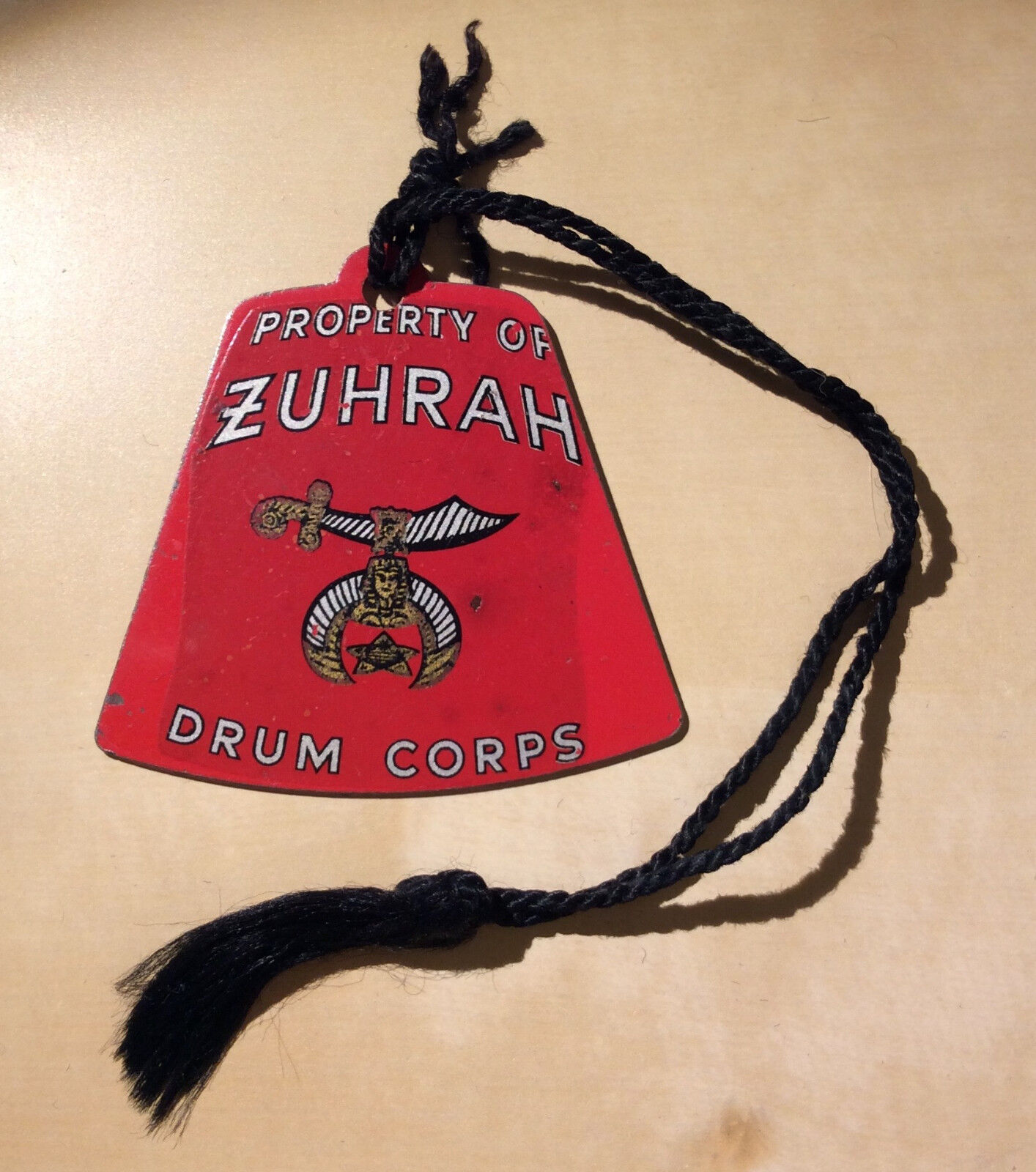Property of Zuhrah Drum Corps Shaped Like Fez With Tassel - Masonic