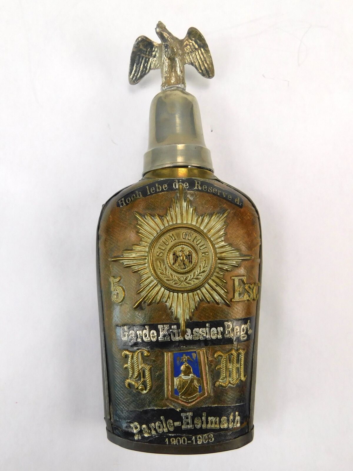 German Germany Antique WW1 Guard Regiment Patriotic Class Flask Kaiser Wilhelm I