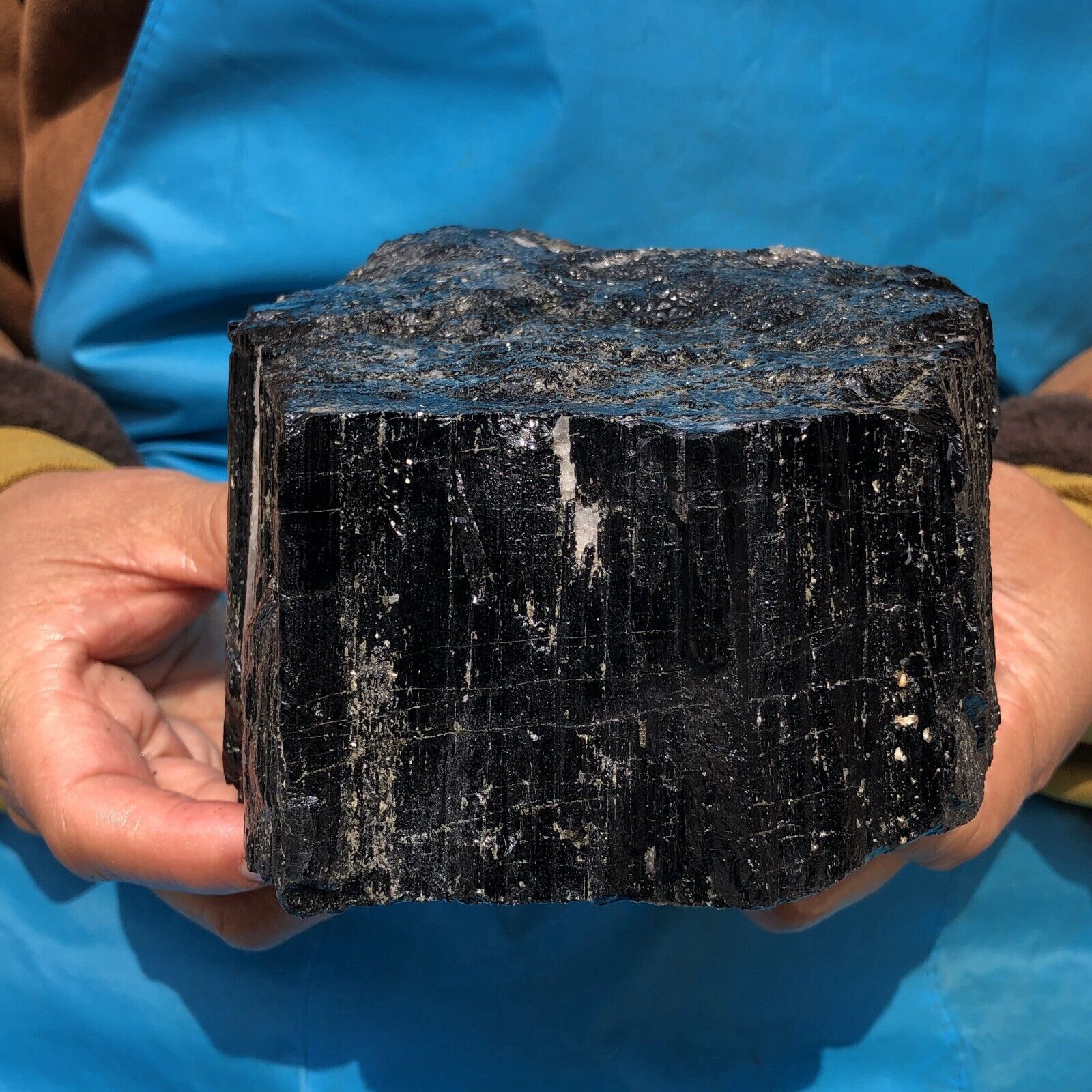 5.41LB Large Natural Black Tourmaline Crystal Gemstone Rough Mineral Specimen
