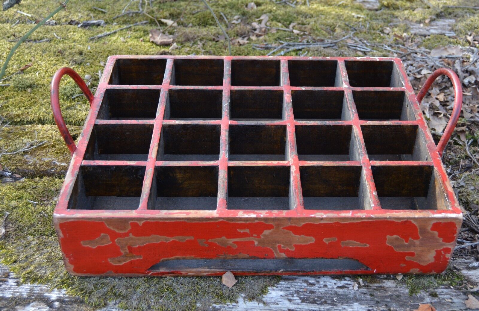 Unusual oversized Red wood distressed Milk Crate