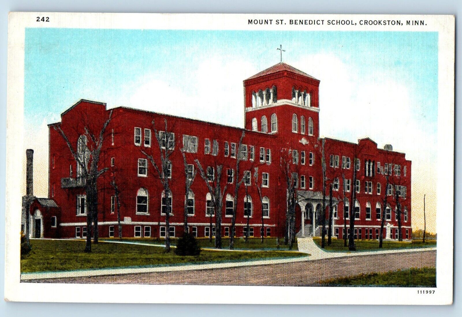 Crookston Minnesota MN Postcard Mount St. Benedict School Exterior c1940 Antique