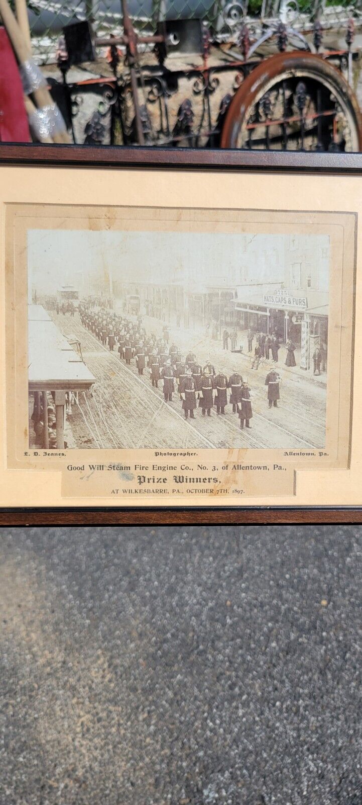 Rare 1897 Goodwill Steam fire Engine fireman parade Allentown PA cabinet photo