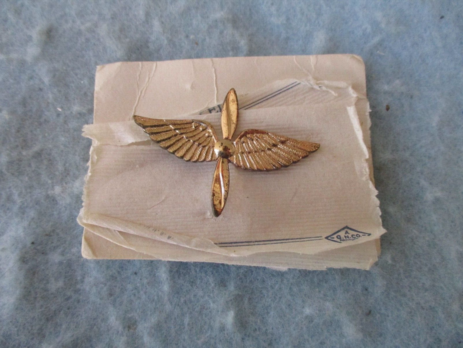 WWII Army Air Force Pilot Officer Sweet Heart Prop and Wings on Card WW2