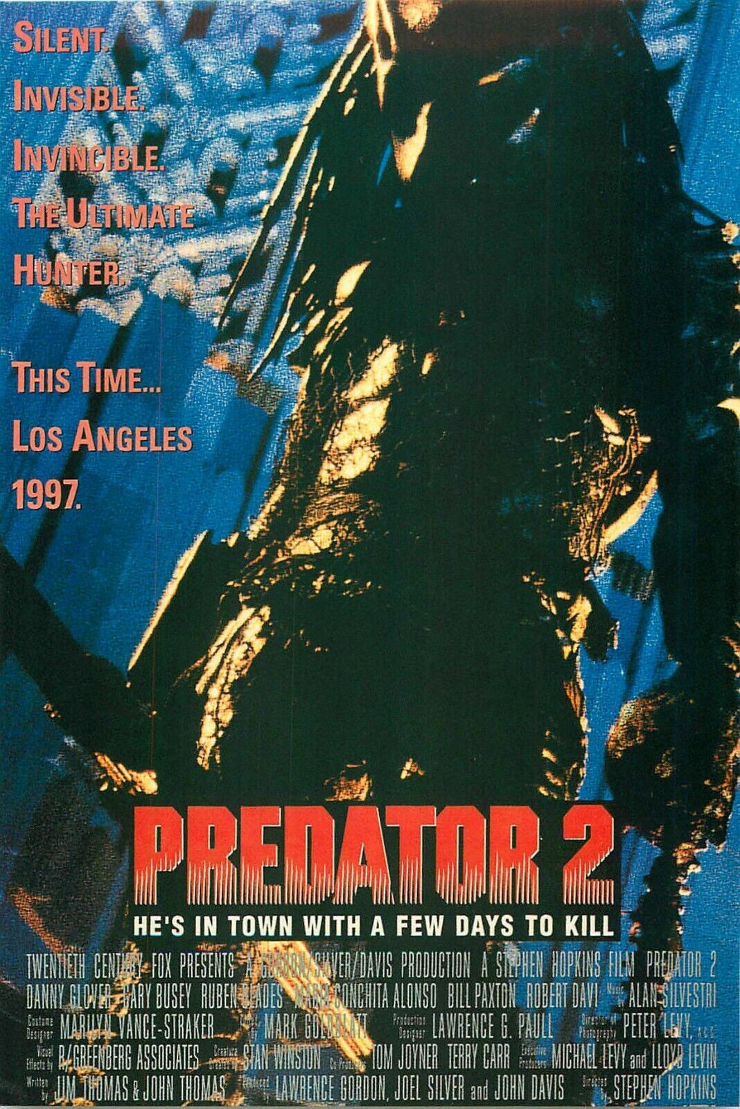 Predator 2 Movie Film Poster Postcard He\'s In town With A Few Days To Kill