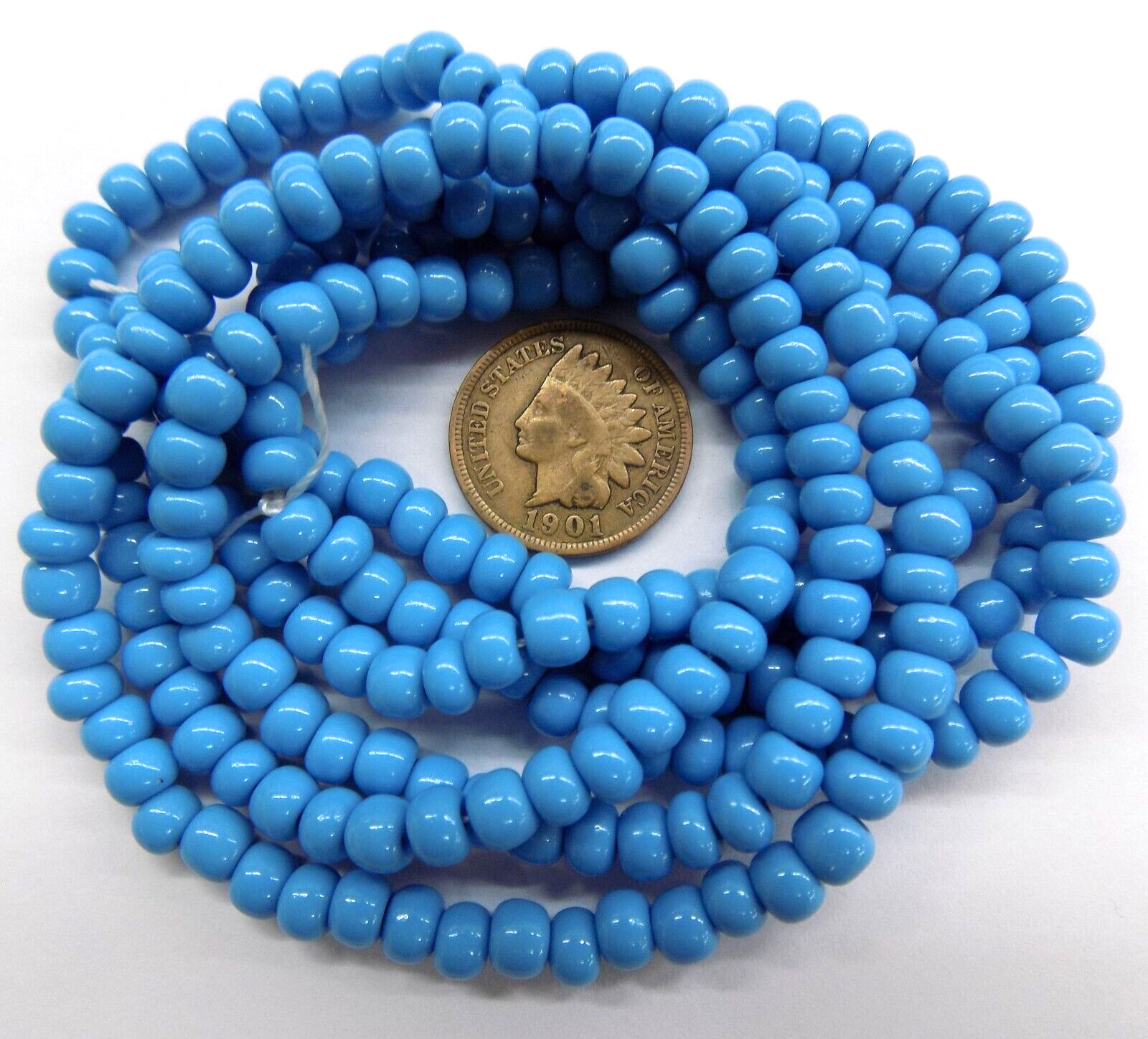 2 Strands Old Cherokee Blue XL Pony African Trade Beads T4400