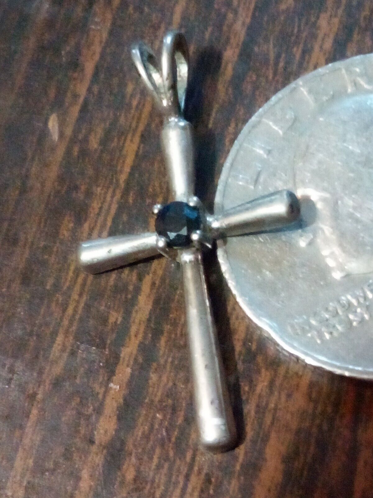 Vintage Beautiful Natural Sapphire Cross 925. Rare Find