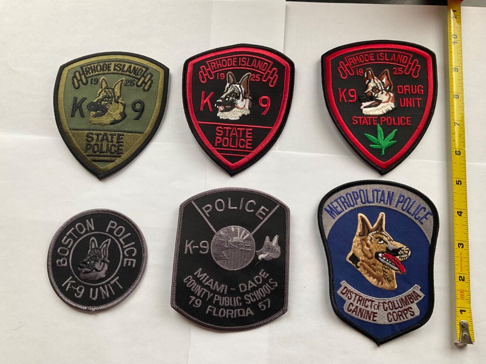 K-9 collectors patch set assorted states  6 pieces full size