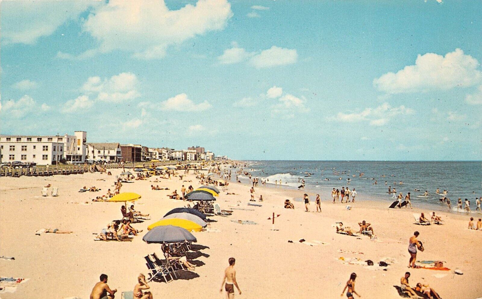Virginia Beach VA Virginia Sun Bathers On Beach Chrome Postcard 8082