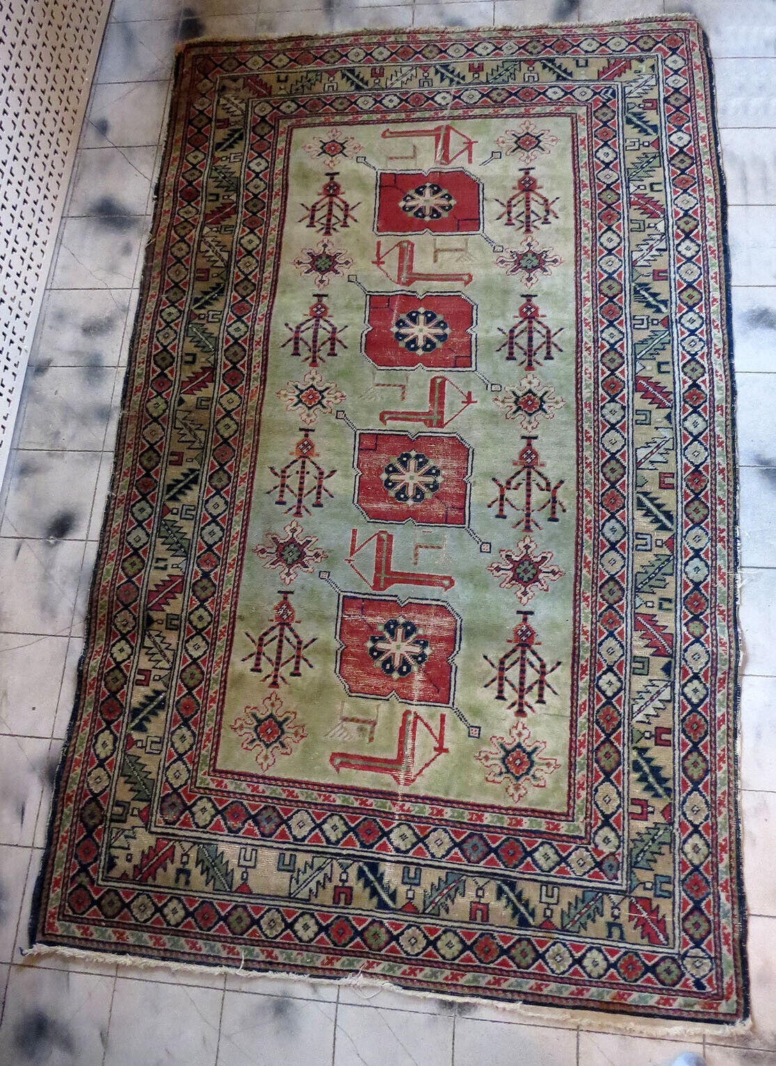 Antique Russian Caucasian Shirvan Oriental Rug Hand-Knotted Wool RARE 5'x3'