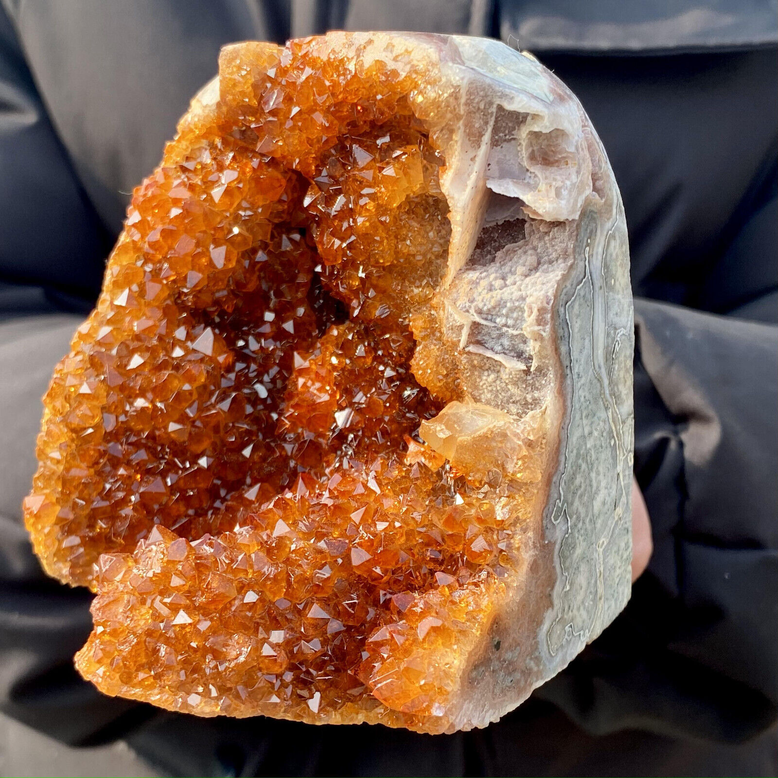 2.53LB Natural Citrine Geode Crystal Cluster Quartz Mineral Specimen Healing