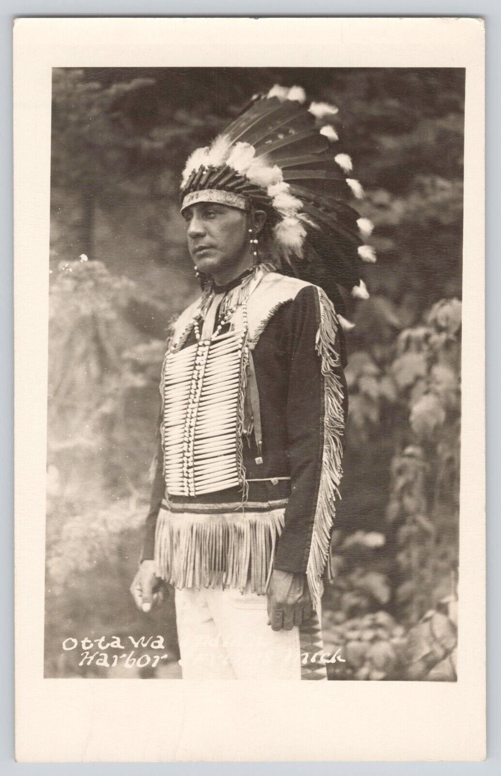 Postcard RPPC Canada Ottawa Native Indian In Full Dress Feather Regalia 1947