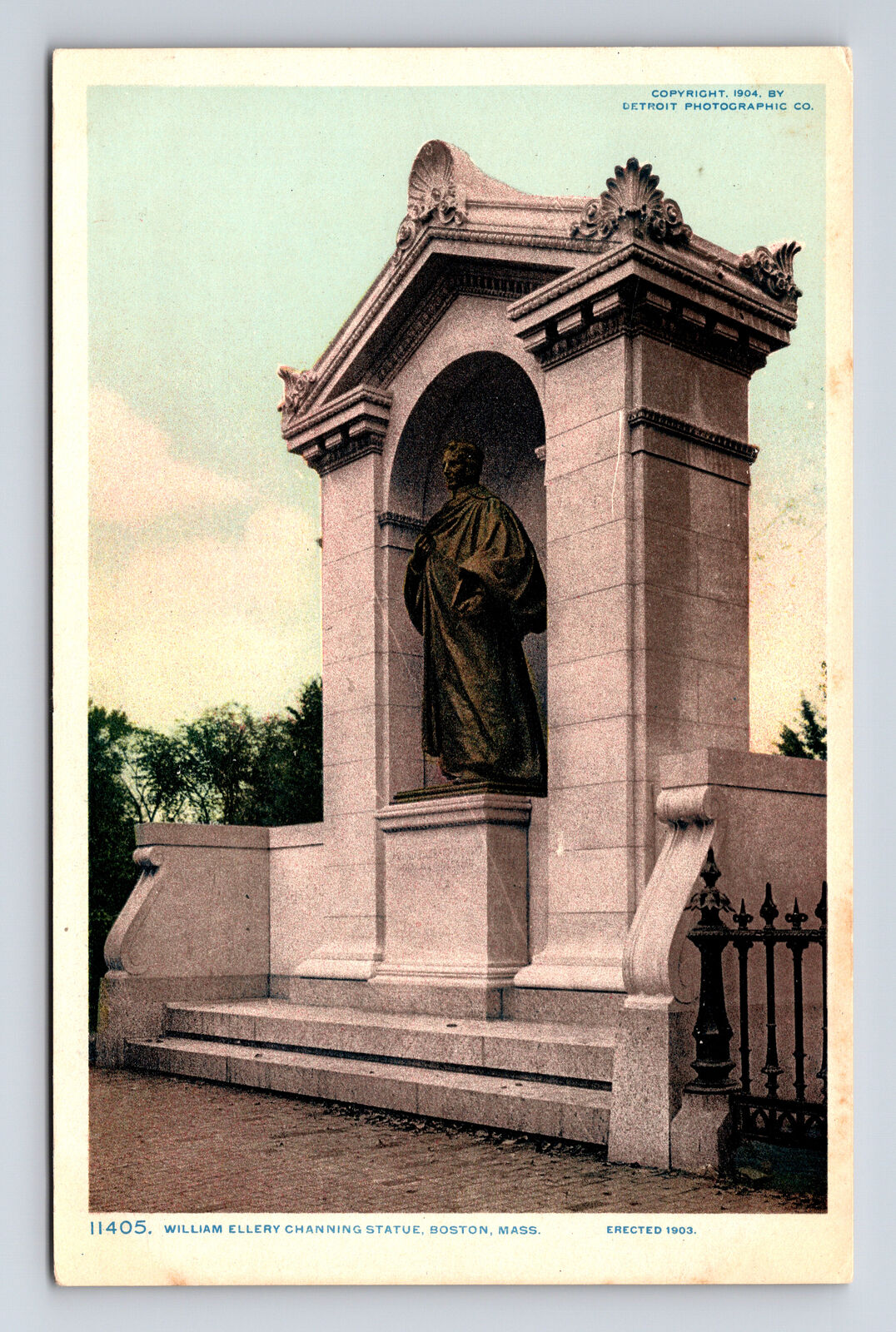 c1904 William Ellery Channing Statue Boston Massachusetts MA PHOSTINT Postcard