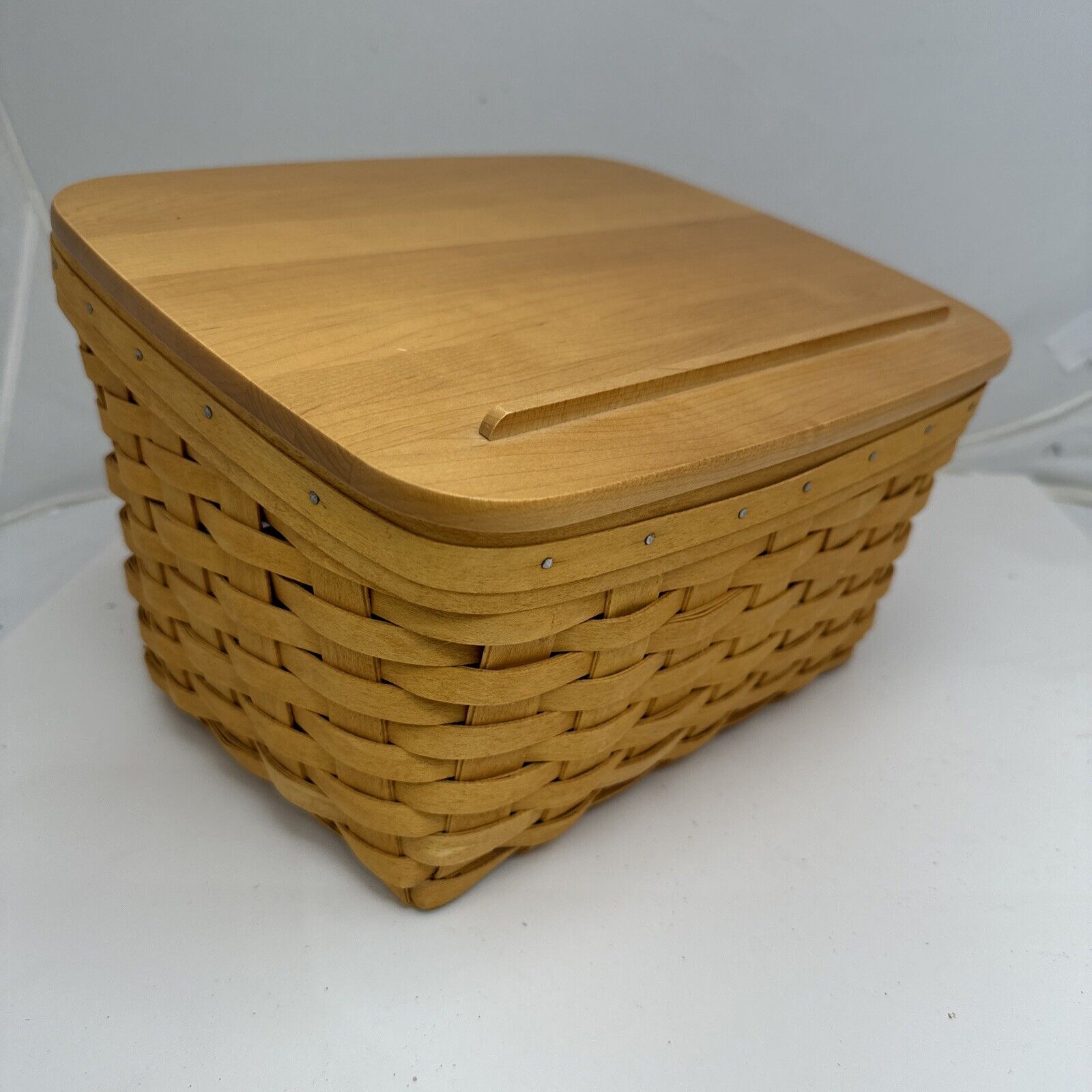 Longaberger 1999 4x6 Recipe Card Basket Woodcrafts Solid Maple Lid COOKING USA