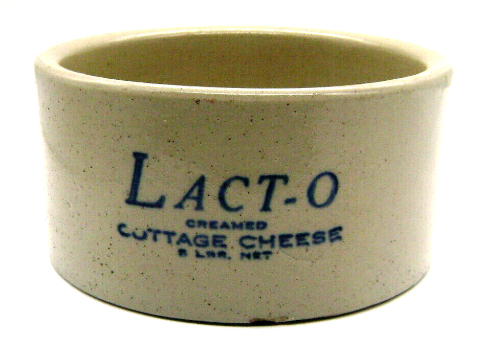 Antique Lact-O Creamed Cottage Cheese 5 lbs Stoneware Crock