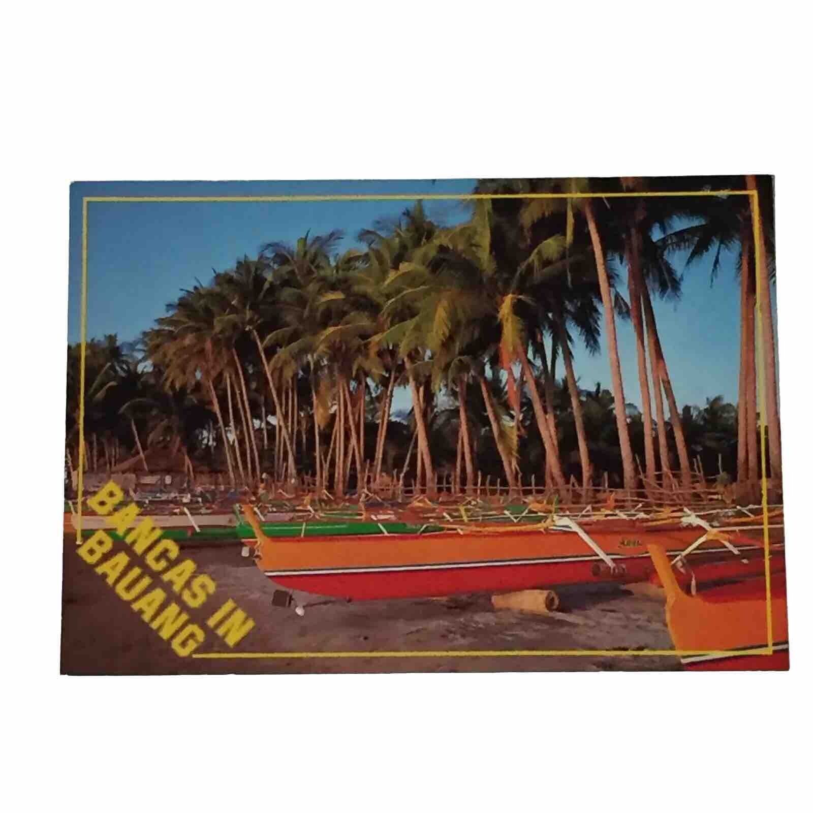 Vintage Lingayen, Philippines Postcard “Bancas In Bauang”
