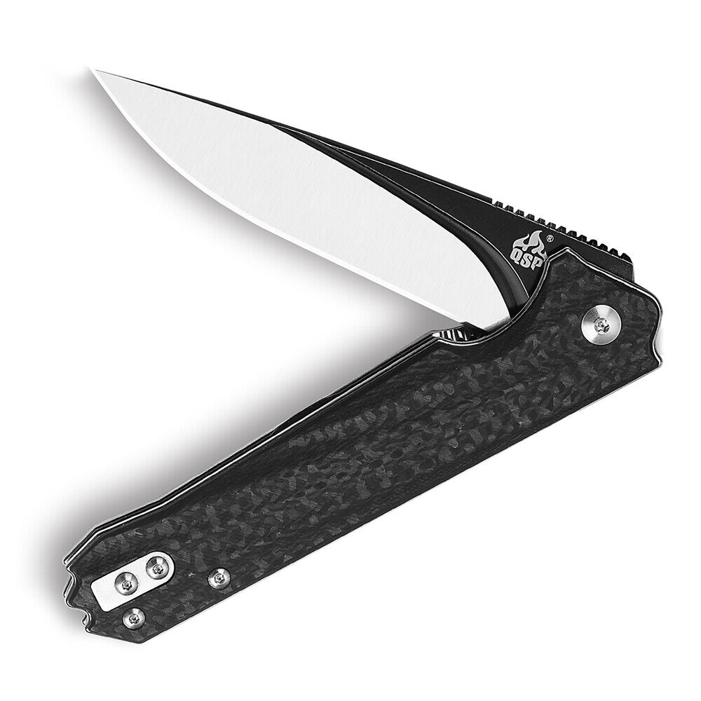 QSP Knives Mamba Liner Lock 111-A Knife VG10 Stainless & Black Carbon Fiber