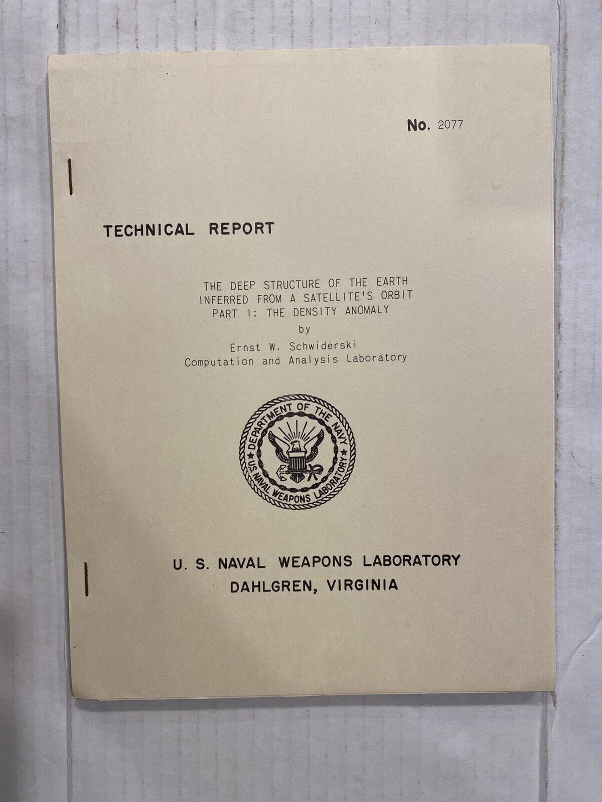 Technical Report No. 2077 : From U.S. Naval Weapons Laboratory Dahlgren, VA 2/67