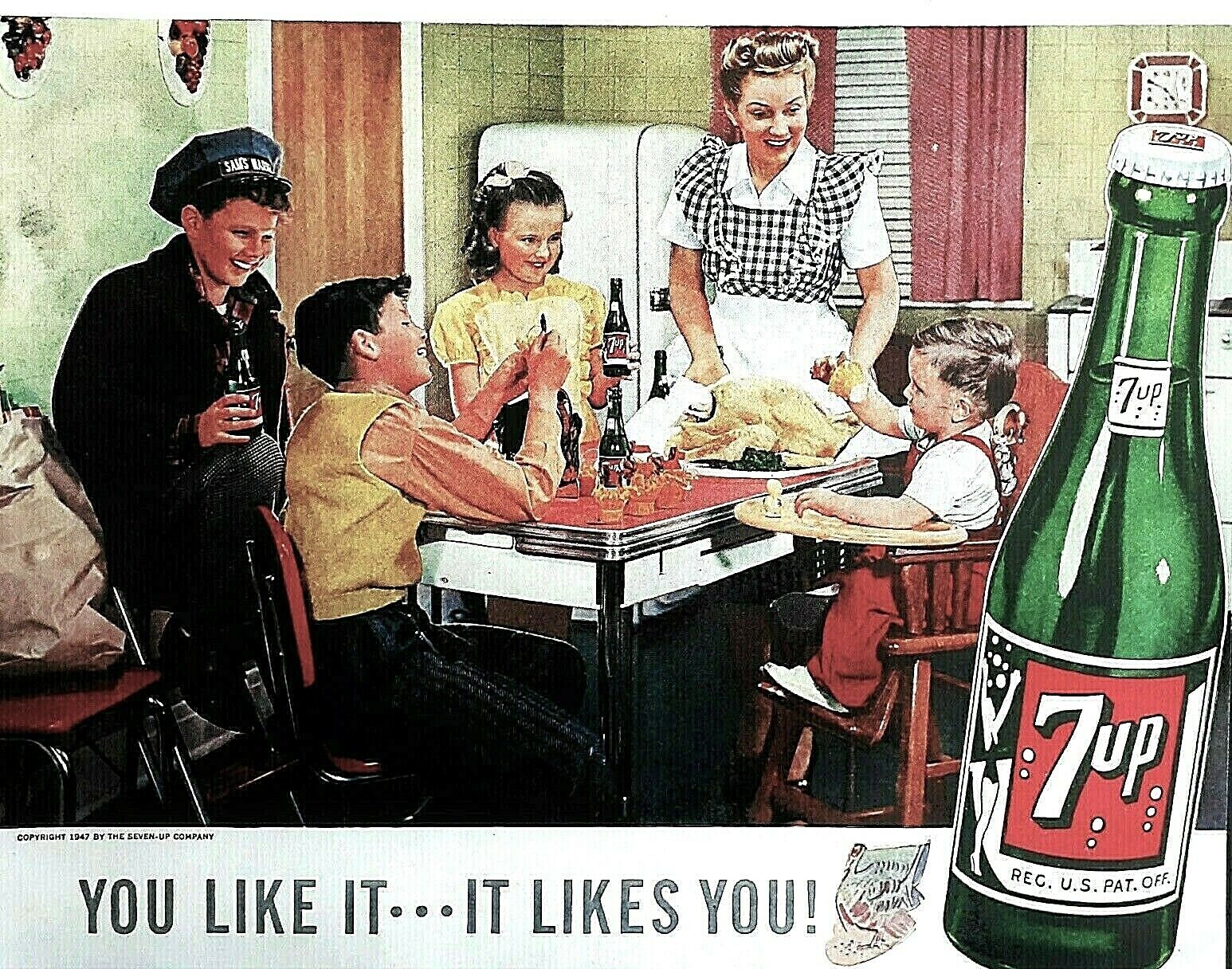 7 up  soda ad vintage 1947  original 7up family advertisement