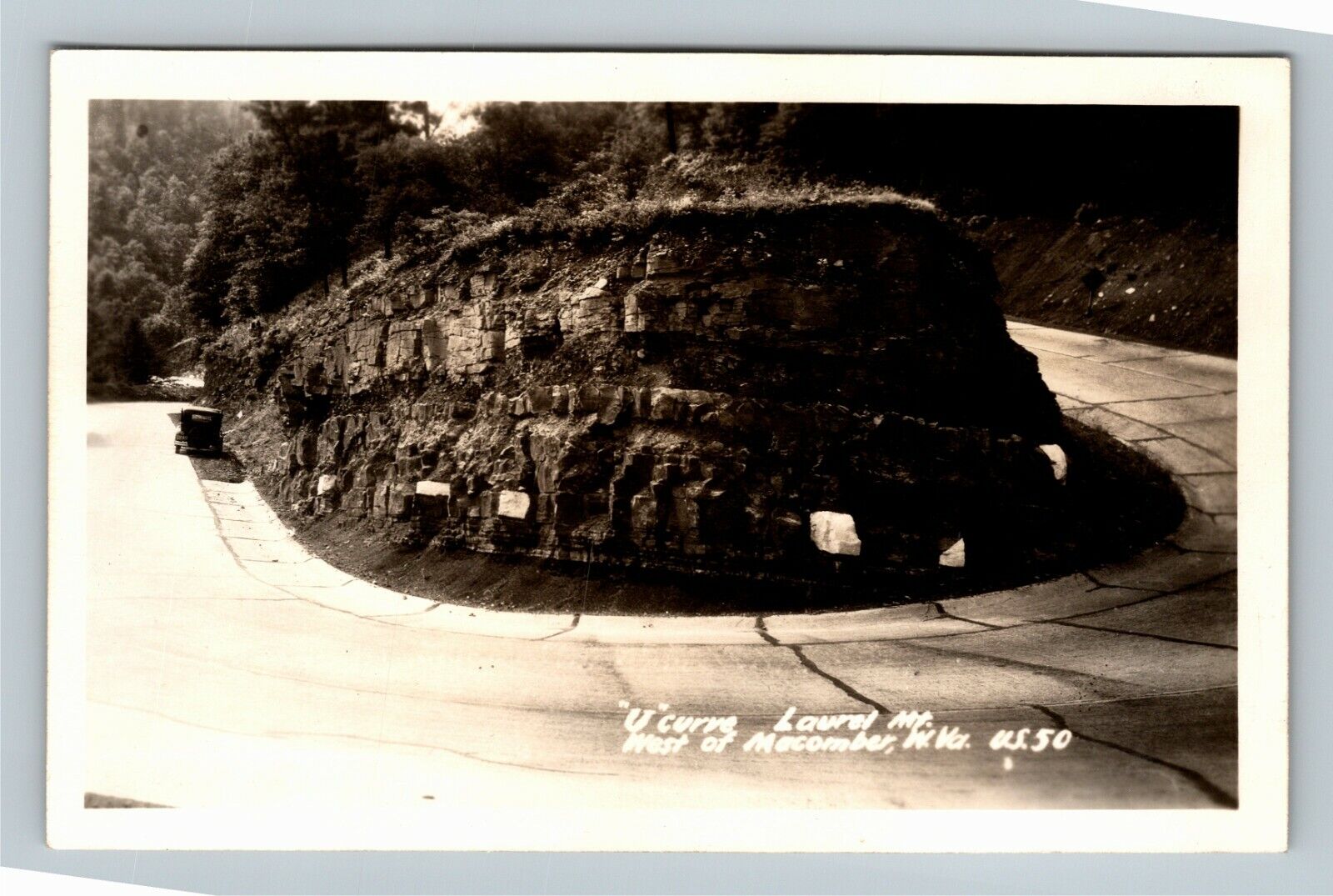 Scenic  U Curve On Laurel Mountain Macomber West Virginia RPPC Vintage Postcard