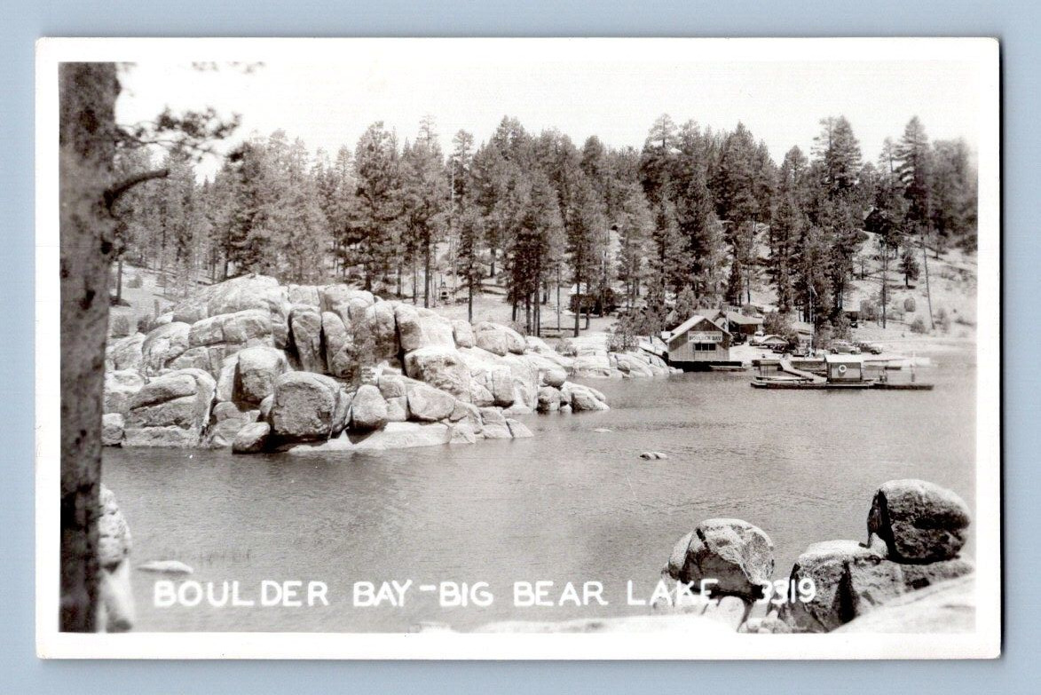 RPPC 1940'S. BIG BEAR LAKE, CAL. BOULDER BAY. POSTCARD JJ15