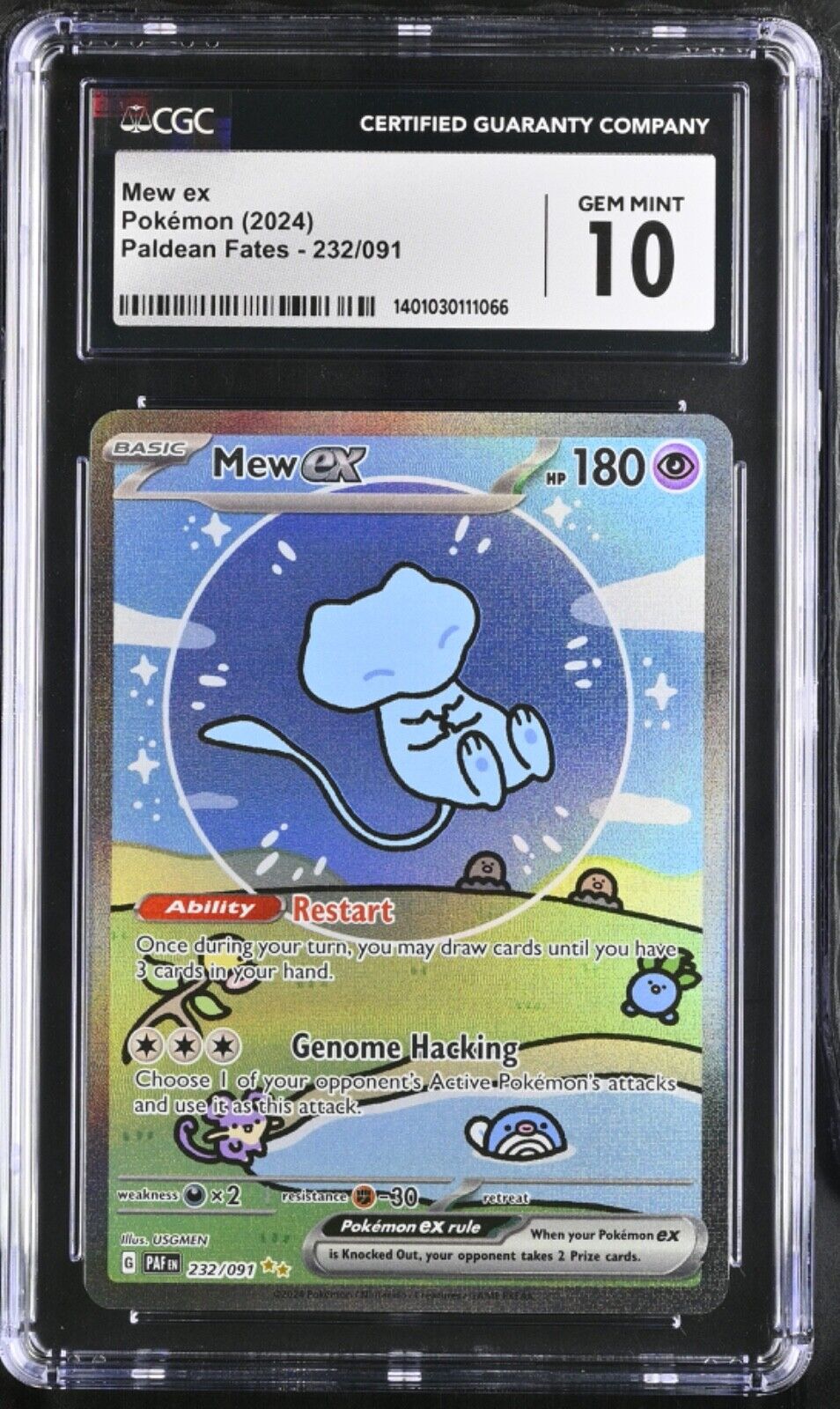 Pokemon Card Mew Ex Alt Art 232/091 English CGC Graded GEM Mint 10