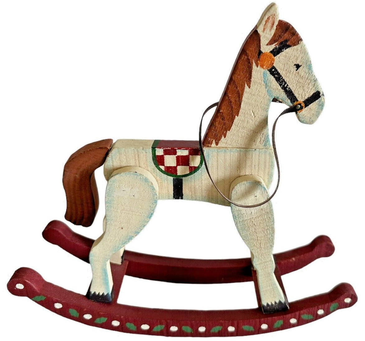 Wooden Hand-Painted Rocking Horse Vintage Christmas Holiday Americana