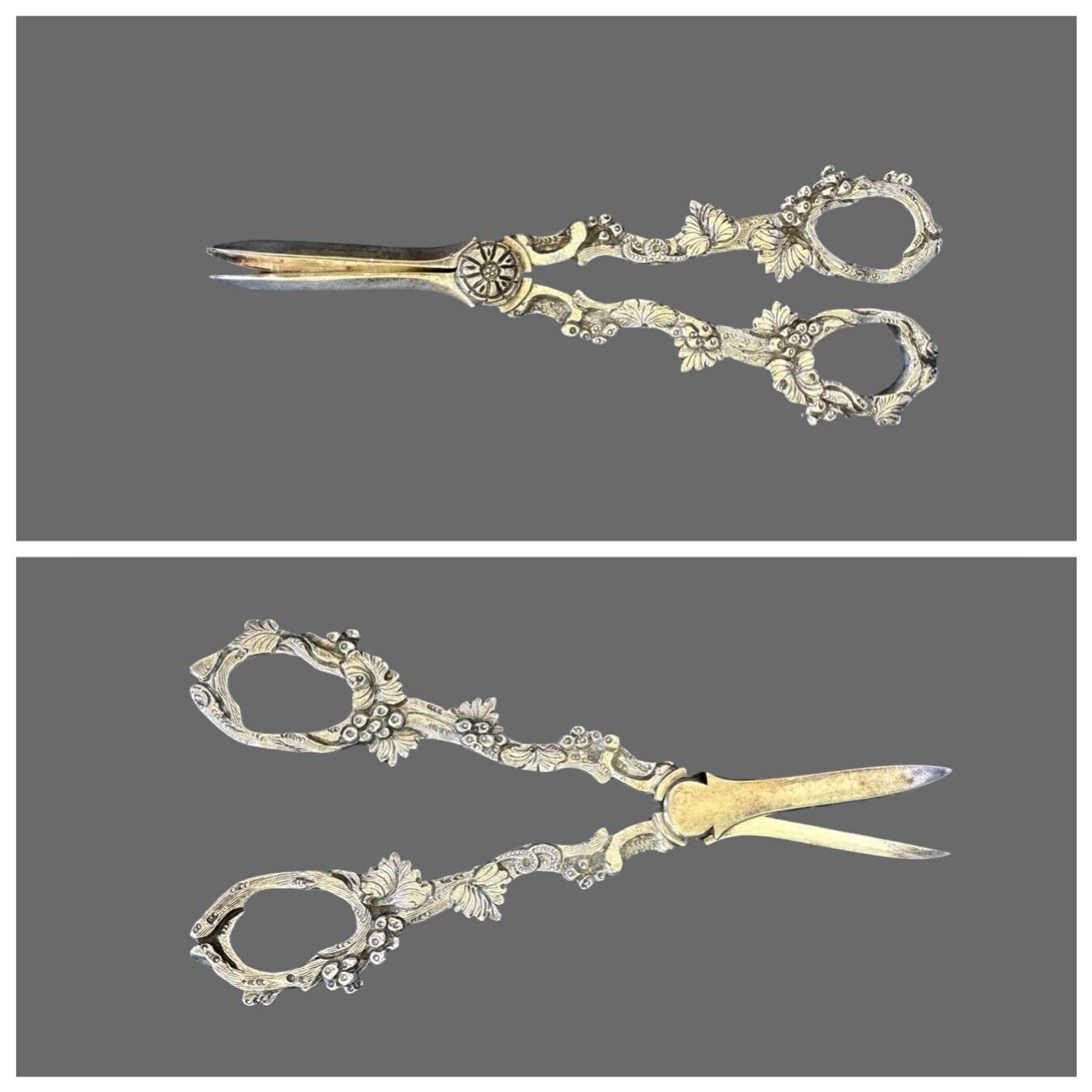 Ornate Pair Victorian Grape Shears Scissors 7”