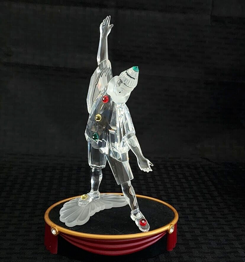 Vintage Swarovski Crystal Figurine Masquerade Pierrot SCS 1999 Box Stand COA