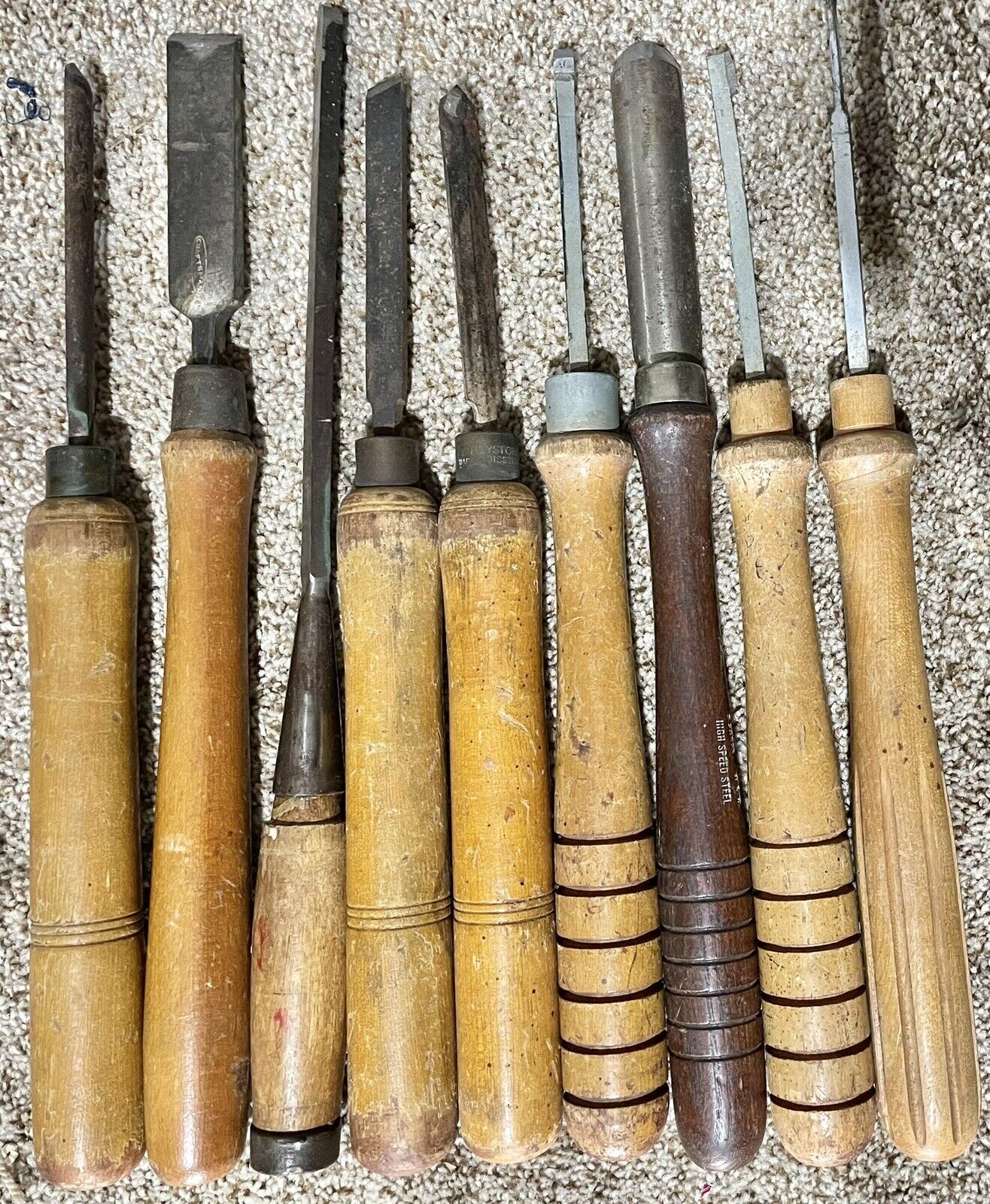 Antique 9 pc Set, 2- Craftsman High Speed Steel Wood Tools Chisels U.S.A...