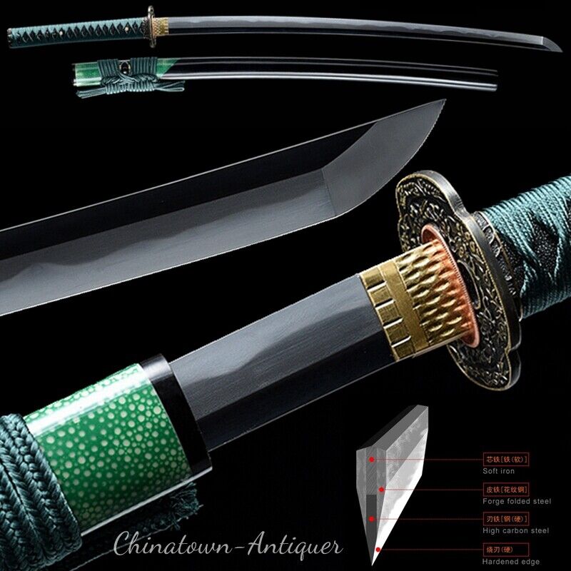 Japanese Sword Honsanmai Kobuse Jihada Forged SandwichSteel Hamon Blade #3080