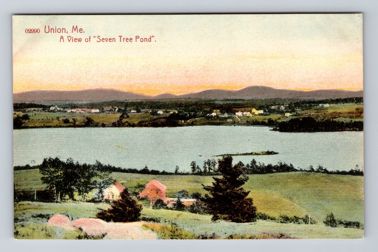 Union ME-Maine, Scenic Views Seven Tree Pond, Antique Vintage Postcard