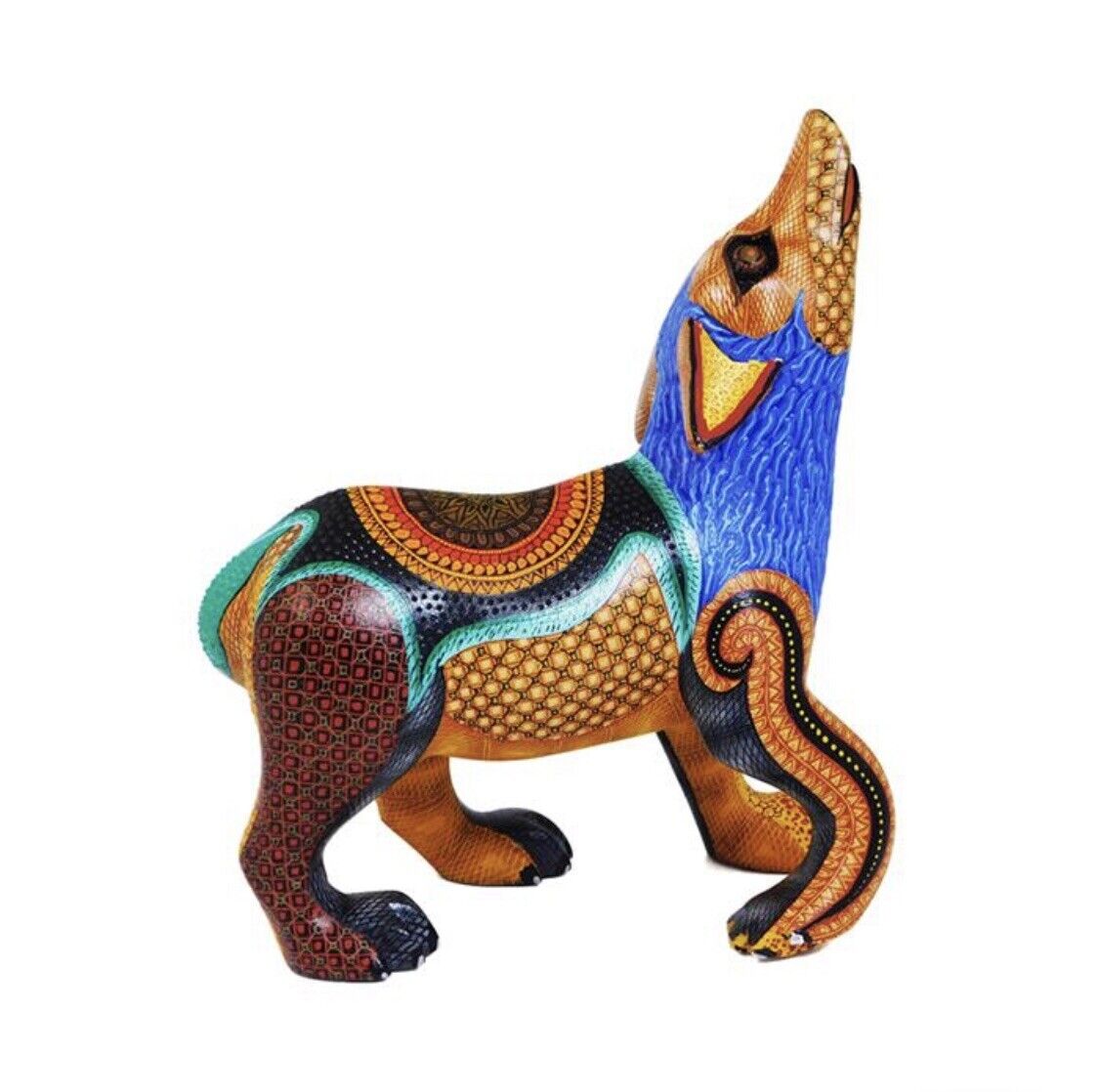 Authentic Oaxacan Alebrije HOWLING WOLF Copal Wood Carving By MARGARITO MELCHOR