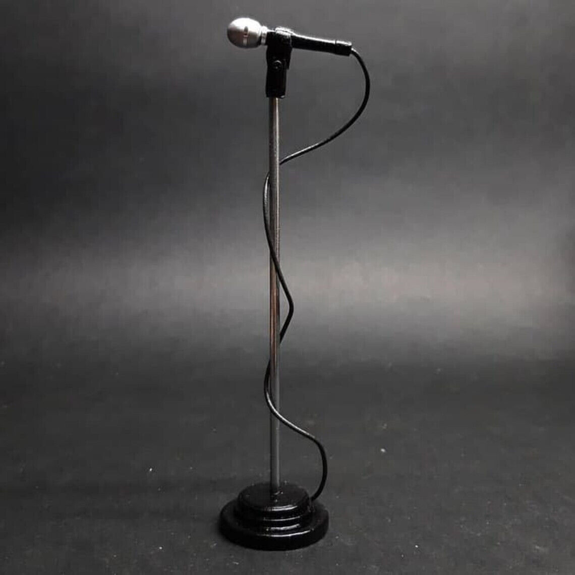 Miniature Microphone Mics 4 pcs 1:12 Black Instrument Band Gift Display