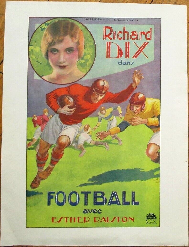 Football/The Quarterback 1927 French Art Deco Movie Poster-Esther Ralston/R. Dix
