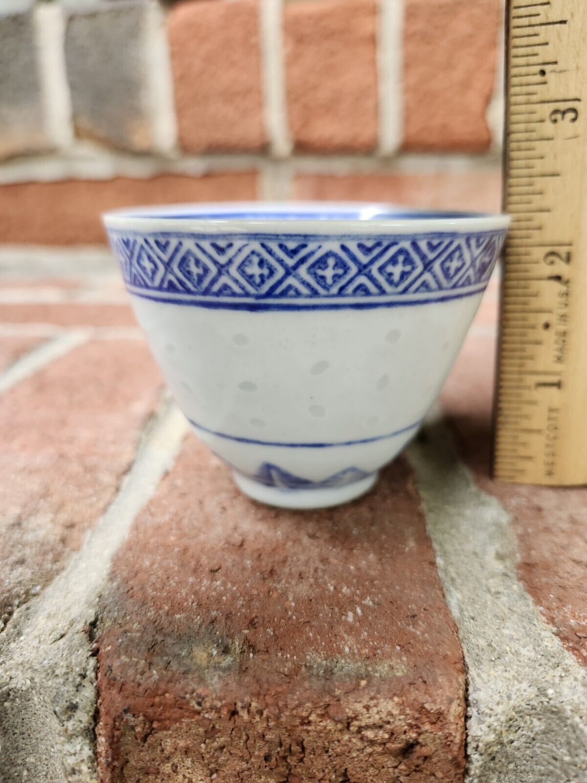 Vintage Chinese Translucent Rice Grain Pattern Sake Tea Cups