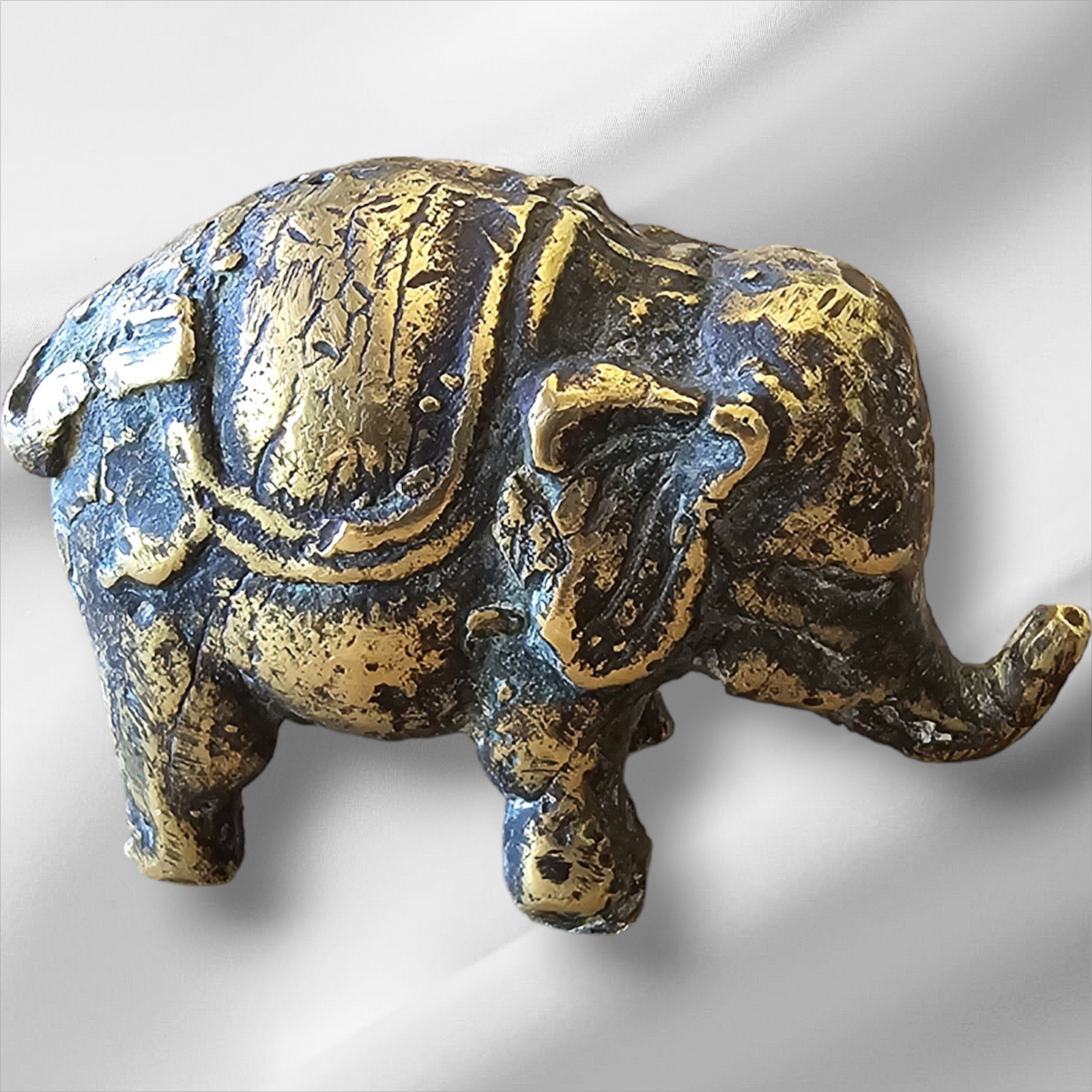 Original Old Antique Vintage Brass Fine Engraved Beautiful Elephant Statue