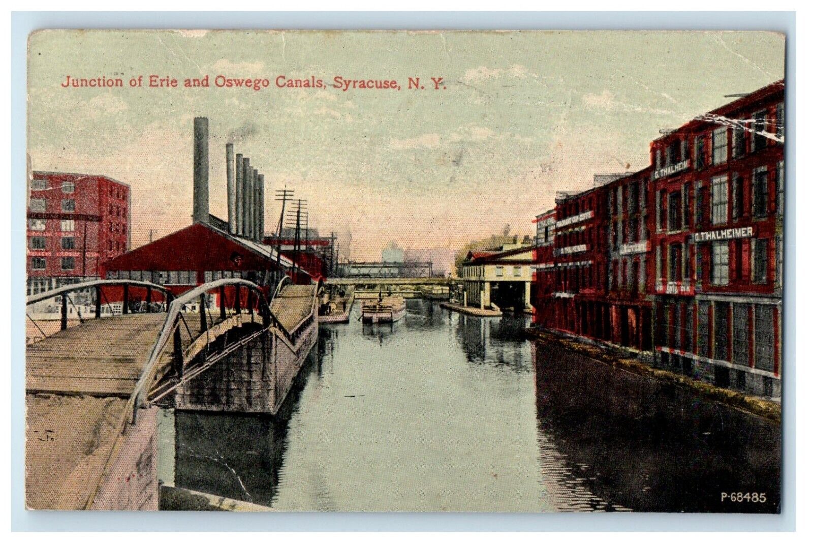 1914 Junction Erie And Oswego Canal Syracuse New York NY Posted Antique Postcard