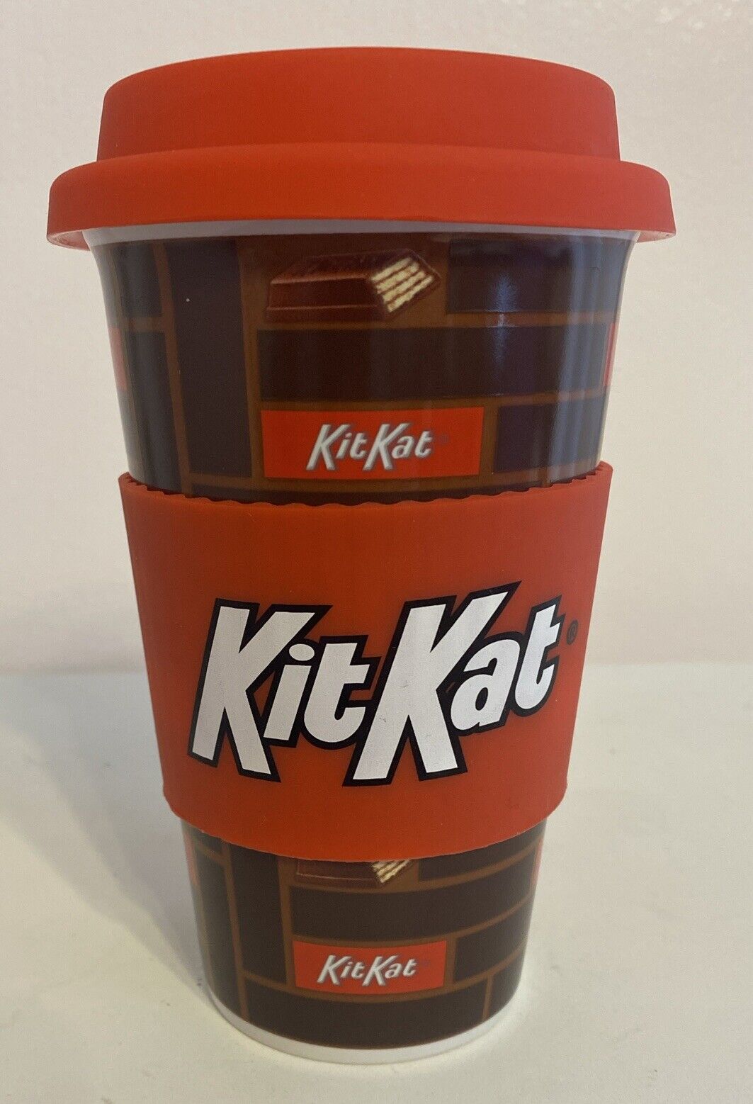 Kit Kat Ceramic Travel Tumbler W/Silicone Lid & Band Hershey Officially Licensed