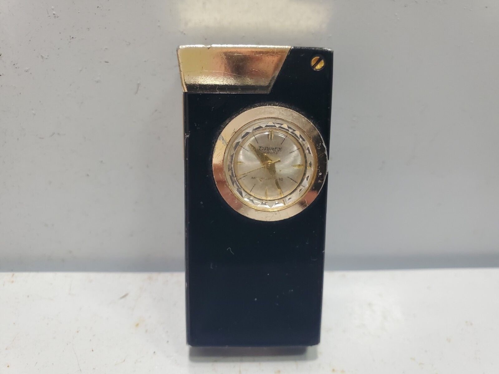 RIVO LIGHTER with Clock SWISS MADE Vintage BLACK GOLD   5527/37