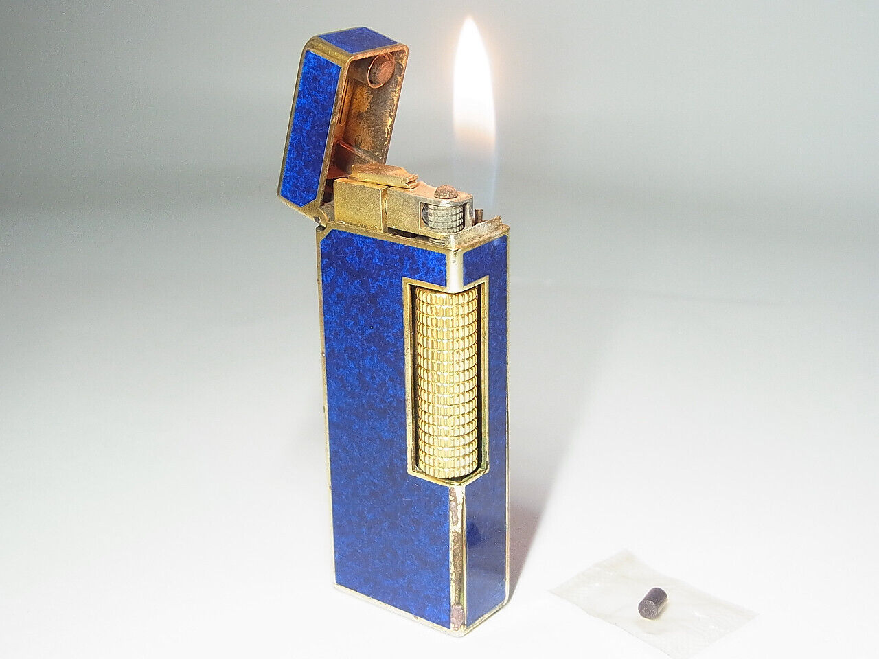 Dunhill Rollagas Lighter Lapis Lazuli Blue Lacquer With flint All Working (910