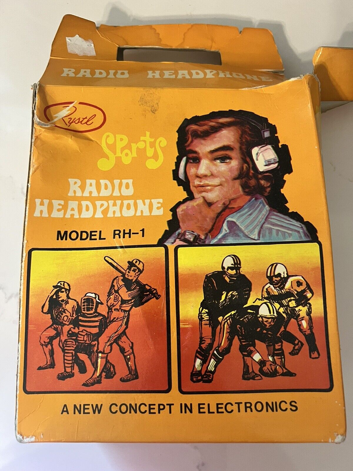 NIB Vintage Rystl Model RH-1 Solid State AM Radio Muffs Headphone 