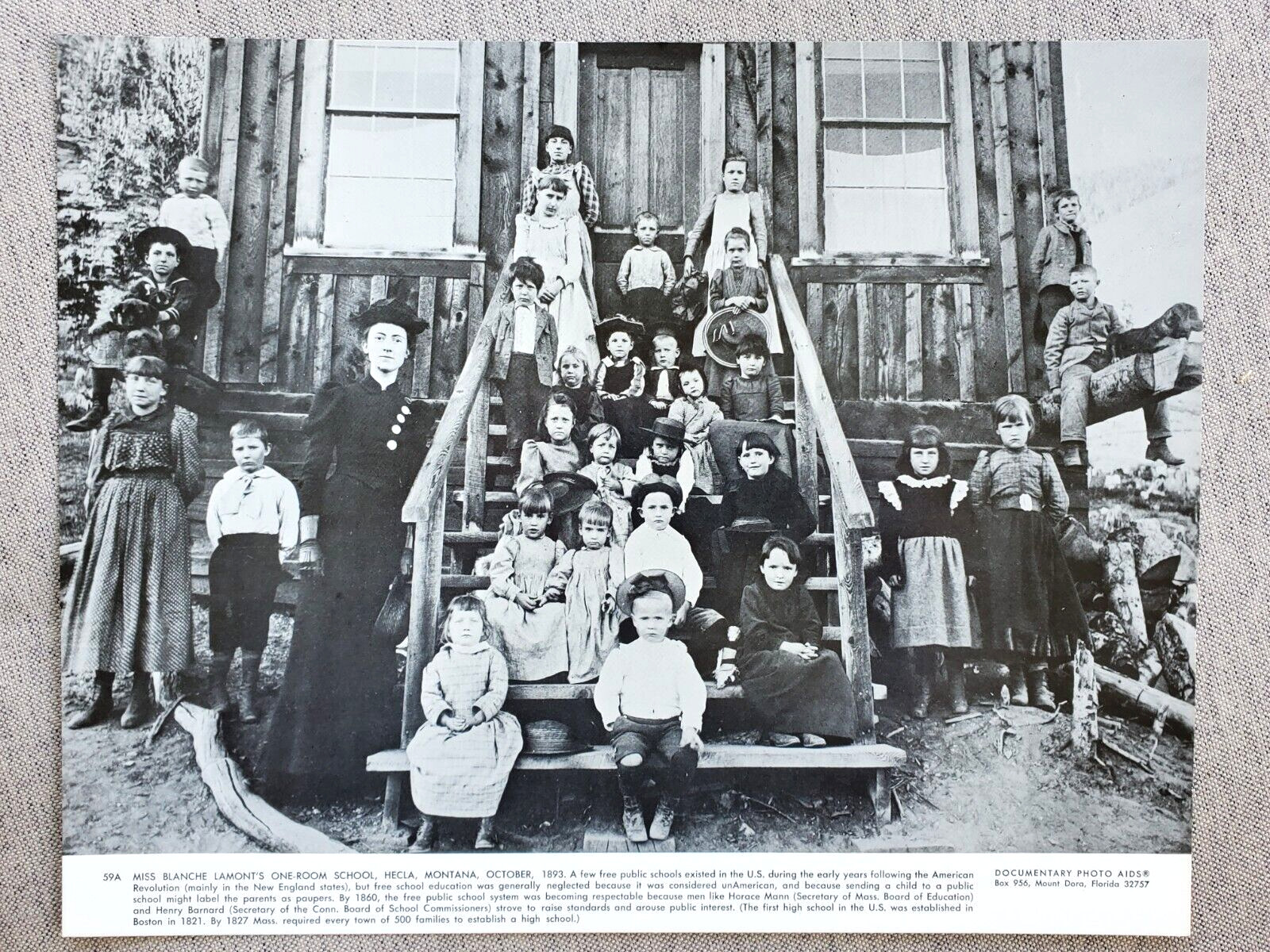 11x14 Photo ~ MISS BLANCHE LAMONT'S ONE-ROOM SCHOOLHOUSE ~ HELCA, MONTANA (1893)
